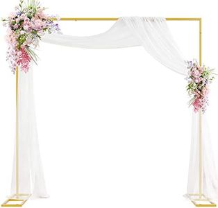 Heavy Duty Backdrop Stand 8ft x 8ft Gold Pipe and Drape Backdrop Stand Kit Adjustable Metal Backdrop Sand for Wedding Photobooth Exhibition Decoration