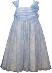 Bonnie Jean Girl's Blue Floral Dress for Little and Big Girls, Blue, 8