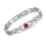 Tarring Shiny Star identification Bracelets for Women Medical alert bracelet with Free Engraving, 6.5 inch, Metal