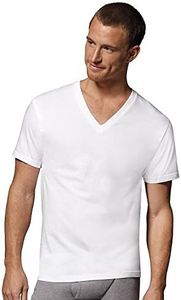 Hanes 777VD7 Lot de 7 T-shirts à col en V pour homme Blanc