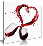 Panther Print, Canvas Wall Art, Framed Prints for Dining Room, White & Red Kitchen Art Love Wine, Print for Valentine's & Other Special Occasions (16x16 Inch)