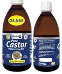 Naka 100% Canadian Organic Golden Castor Oil, Cold Pressed, Hexane Free, Moisturizes, Softens and Nourishes Skin, Hair and Nails - 500ml (16.9oz) Glass Bottle, UV Protected