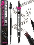 iMethod Eyebrow Pen - Eyebrow Pencil Magical 2-in-1 Eye Brow Pencils for Women with 4-Fork-Tip & Precise Brush-Tip Create Natural Hair-Like Brows, Last All-Day, Microblading Eyebrow Pen, Dark Brown