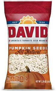 DAVID Roasted and Salted Pumpkin Seeds, 2.25 oz, 12 Pack