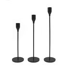 Set of 3 Candle Holders Black Taper Candlesticks Wedding Dinning Party Table Decorative Candelabra Modern Holder for 3/4 Inch Thick Candle & LED Candles