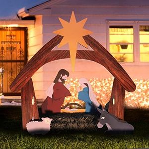 VINGLI Outdoor Nativity Scene, Weatherproof Nativity Sets for Christmas Outdoor Decor, Large Holy Family Nativity Set Outside Display Christmas Decorations for Front Yard and Lawn-Colored