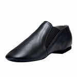 Dynadans Unisex Leather Upper Slip-on Jazz Shoe with Elastics for Women and Men's Dance Shoes, Black, Medium