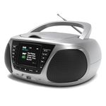Portable CD Player with DAB/DAB+/FM Digital Radio | Bluetooth & USB MP3 Player | Large Display | Battery & Mains Powered (6x”C”) | Perfect for Home, Office or Outdoors | AZATOM Zenith Z4 (Silver)