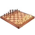 M.Y Premium 15" Wooden Magnetic Chess Set | Traditional Chess Board Game with Draughts for Kids & Adults