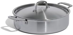 Made In Cookware - 6 Quart Stainless Steel Rondeau Pot w/Lid - 5 Ply Stainless Clad - Professional Cookware - Crafted in Italy - Induction Compatible