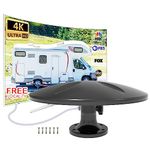 RV Antenna Amplified Long Range for Outdoor Camper Trailer Caravan Digital HD RV Antenna，Waterproof， Easy Installation - for Camper, RV Trailer Truck Caravan Boat (Black)