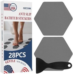 Gecork 28 PCS Shower Floor Non Slip Stickers with Strong Adhesive, Invisible & Durable Anti Slip Shower Stickers with Scraper for Bath Tub, Pools and Stairs(Grey,Hexagon)