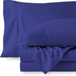 Bed Sheet Set 6 Piece - 1 Flat Sheet, 1 Elastic Fitted Sheet with 8" Deep Pocket and 4 Pillow Cover, 100% Egyptian Cotton, 600 Thread Count Exquisitely Hotel Quality-Royal Blue Solid,King Size.