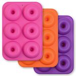 Cozihom 6-Cavity Silicone Donut Baking Mold, Non-Stick Donut Mold, Food Grade, BPA Free, Dishwasher, Oven, Microwave, Freezer Safe, 3 Pcs