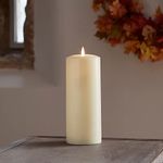 Lights4fun Large TruGlow® Chapel Candle Pillar Battery LED Flameless with Timer 25cm Real Ivory Wax