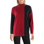 Anne Klein Women's Oversized Colorbloked Drop Shoulder SWEA Sweater, Merlot/Black, M