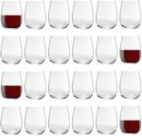 Argon Tableware 24x 475ml Stemless Wine Glasses Set - 'Corto' Range - Large Modern Style Barware & Party Glass Tumblers for Red, White & Rose Wine