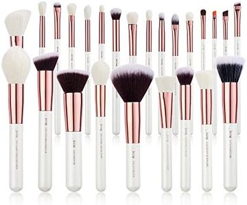 Jessup Brand 25pcs Professional Makeup Brush Set Beauty Cosmetic Foundation Powder Blush Eyeshadow Blending Concealer Highlight Natural-Synthetic Hair Brushes Set (Pearl White+Rose Gold)