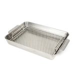 Ooni Large 17" x 12" Roasting Pan - Non Stick Stainless Steel Roasting Tray with Rack and Wooden Carving Meat Board, Ovensafe Cookware, Roaster Tin
