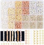 Sunbilien 2064pcs Bracelet Making Kit Friendship Gold Beads Clay Beads Jewelry&Bracelet Making Kit for Teen Girls Charm Bracelet Maker Set with Letter Beaded Kit for Teen Girls Birthday Gift