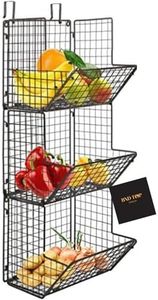 hanging fruit basket rustic shelves metal Wire tier wall moUnted over the door organizer kitchen fruit produce Bin rack bathroOm towel baskets fruit stand produce storage snack orgaNizer bY bnd top