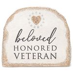 Grasslands Road Beloved Honored Veteran Bereavement Stone - Memory Stone - Memorial Stone - Memorial Stone, Resin, 8 by 9 1/4 by 5 1/2 Inches