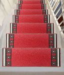 Gloria Rug Skid-Resistant Rubber Backing Gripper Non-Slip Carpet Stair Treads - Washable Stair Mat Area Rug (Set of 7), 8.5" x 26" (Emy Red)