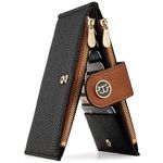 BOSTANTEN Wallets for Women RFID Blocking Ladies Leather Wallet Slim Bofild Purse Card Holder with Zipper Pocket Black