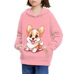 Ystardream Corgi Hoodie for Girls 8-10 Girls Crop Top Long Sleeve Toddler Hoodies Girls Pink Toddler Girl Sweatshirts,Gift for Christmas/Halloween/Thanksgiving/Birthday