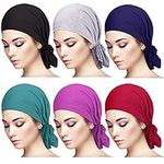 6 Pieces Head Scarf for Women Slip on Pretied Head Scarves Cancer Headwear Turban Hat Beanie Wrap (Mix Color)