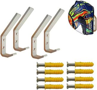 Deloky 4 Pack Motorcycle Helmet Holder Hook -Jacket Bags Wall Mount Cloth Display Rack Hook with Mounting Screws (4pcs Hook+ 8pcs Screws)