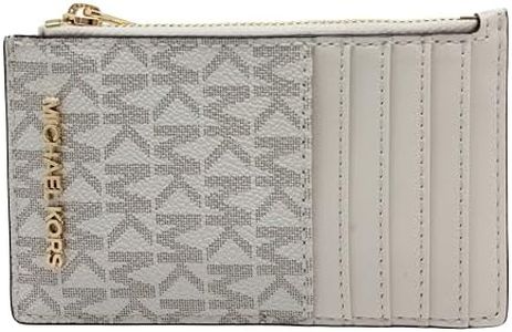Michael Kors Jet Set - Tarjetero con cremallera superior para viajes, monedero, color crema claro, Crema Claro Multi, Jet Set Travel