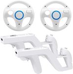 Arrocent Mario Kart Racing Wheel and Zapper Light Gun for Wii Wii U (Pack of 2, White)