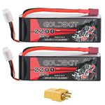 GOLDBAT 2200mAh 35C 11.1V 3S Lipo Battery Softcase with XT60 and Deans Plug for RC Evader BX Car Truggy Truck RC Airplane Quadcopter Helicopter (2 Packs)