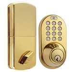 MiLocks DF-02P Keyless Entry Deadbolt Door Lock with Electronic Digital Keypad Entry, Polished Brass, Yellow