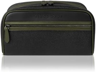 Kings Loot Premium Dopp Kit, Leather Travel Toiletry Bag, Midnight Sage