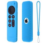 Dealfreez Protective Full Wrap Silicone Case Compatible with New Siri Apple TV 4k 2nd Generation Remote Skin-Friendly Shock Proof Anti-Slip Washable Protective Cover Sleeve (C-Sky Blue)