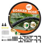 Soaker Hose 100 FT for Garden with 1/2" Diameter Irrigation Hose Save 70% of Water Solid Brass Interface Eminently Suitable for Lawn and Garden Bed Cover