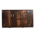 CASPIAN Furniture Engineered Wood Textured 3 Door Storage Cabinet with Drawer(Brown) | Shoe Rack | Storage Cabinet