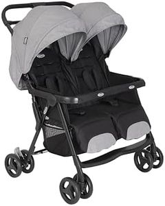 Graco DuoRider Poussette double légère, de la naissance à environ 3 ans (0-15 kg), dossiers réglables, pliable, grand panier de rangement, gris, Steeple Gray