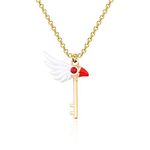 FAADBUK Anime Card Captor Sakura Jewelry Kinomoto Sakura Star Wand Necklace Card Captor Sakura Keychain Card Captor Sakura Lover Gift (Sakura Star NK -S)