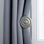 A.Unique Home Ribbed Wooden Curtain Pole with Rings and Fittings, In a Variety of Colours and Sizes (35mm) (Holdbacks, Antique Silver)