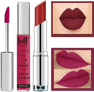 MI Fashion Made in India Lipstick Combo Offers 100% Veg Long Lasting - Pink Liquid Matte Lipstick, Brown Sugar Creamy Matte Lipstick