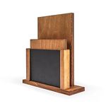 Chalkboards UK Premium Menu Holder and Chalkboard, Wood, Black/Rustic Brown, 20 x 15.9 x 5 cm