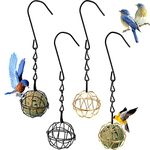 Fat Ball Bird Feeder with Hooks, 4Pcs Balls Suet Feeders, Small Metal Hanging Bird Feeder for Outdoor Garden Wildlife Birds Finch Sparrow