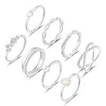 RLMOON 8PCS Silver Rings for Women 
