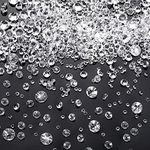 Hicarer 4000 Pieces Clear Diamonds Crystals Acrylic Gems Wedding Table Scattering Gemstones Christmas Party Decorations Bridal Shower Masquerade Vase Fillers (Transparent,3 mm, 6 mm and 10 mm)