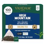 VAHDAM, High Mountain Oolong Tea Bags (100 Count) Non GMO, Gluten Free | High Grown Oolong Tea Leaves - Light & Floral | Resealable Ziplock Pouch