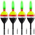 QualyQualy 4PCS Lighted Slip Bobbers Fishing Floats Glow in The Dark Spring Bobber for Crappie Walleyes Fishing