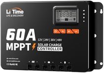 LiTime 60A MPPT 12V/24V/36V/48V/Auto DC Input Solar Charge Controller, Built- in Bluetooth Module, with Parameter Adjustable LCD Display LED Indicators